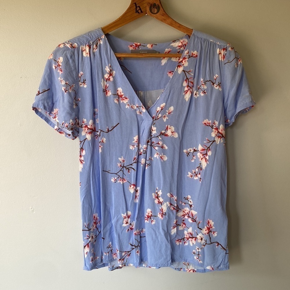 B.YOUNG blue v-neck cherry blossom top